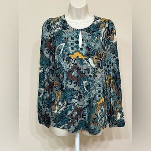 Soya Concept Womens Multicolor Geometric Print Long Sleeve Comfort Soft Blouse S